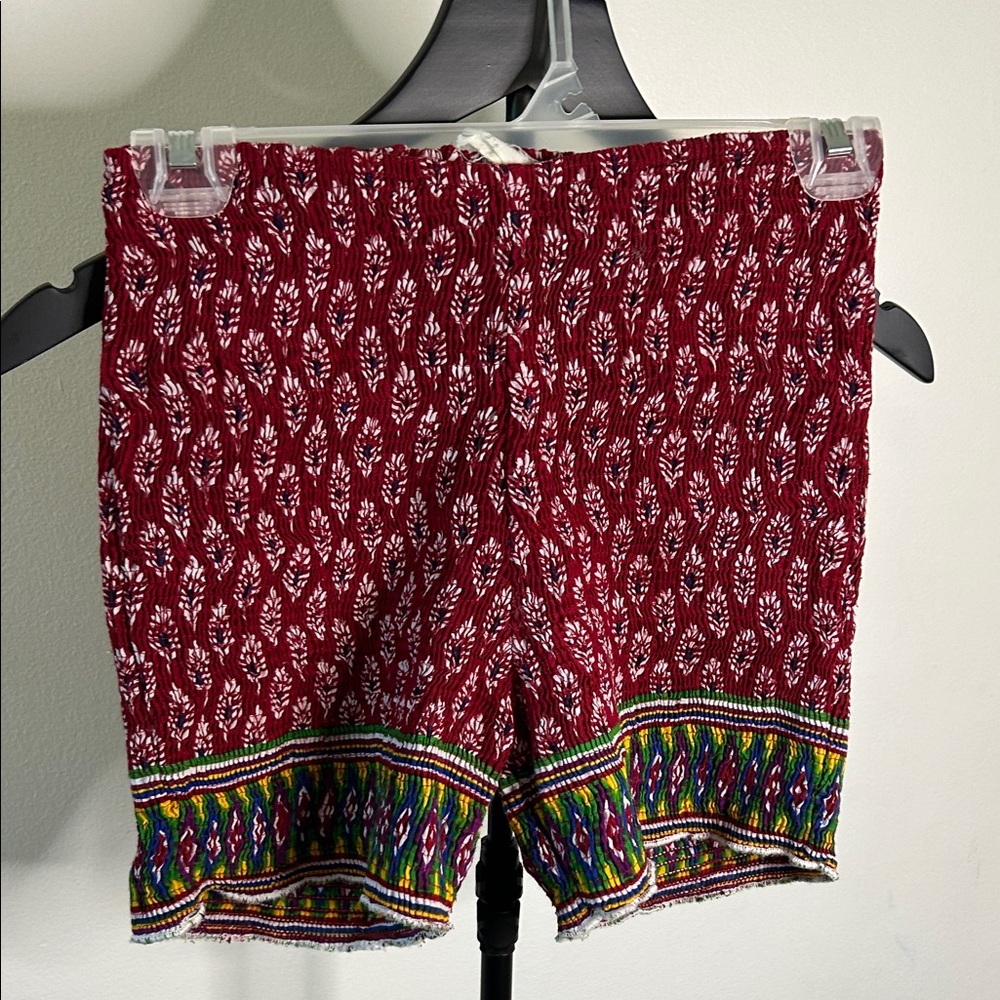 Bohemian High Waist Red Patterned Shorts